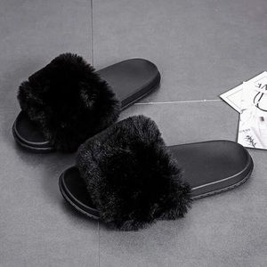 SHEIN Fur Faux Slides